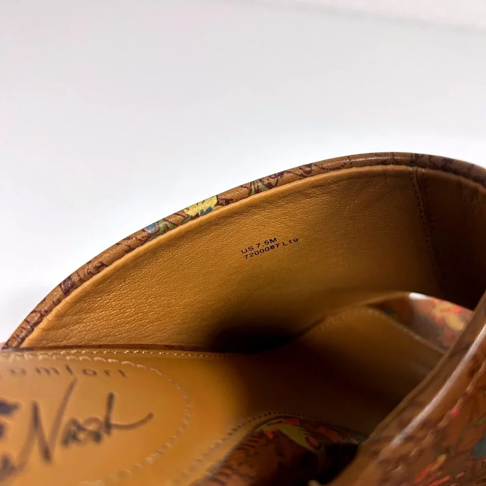 Patricia Nash Ottavia Floral Map Italian Leather Mules Block heel size 7.5 - Picture 6 of 9